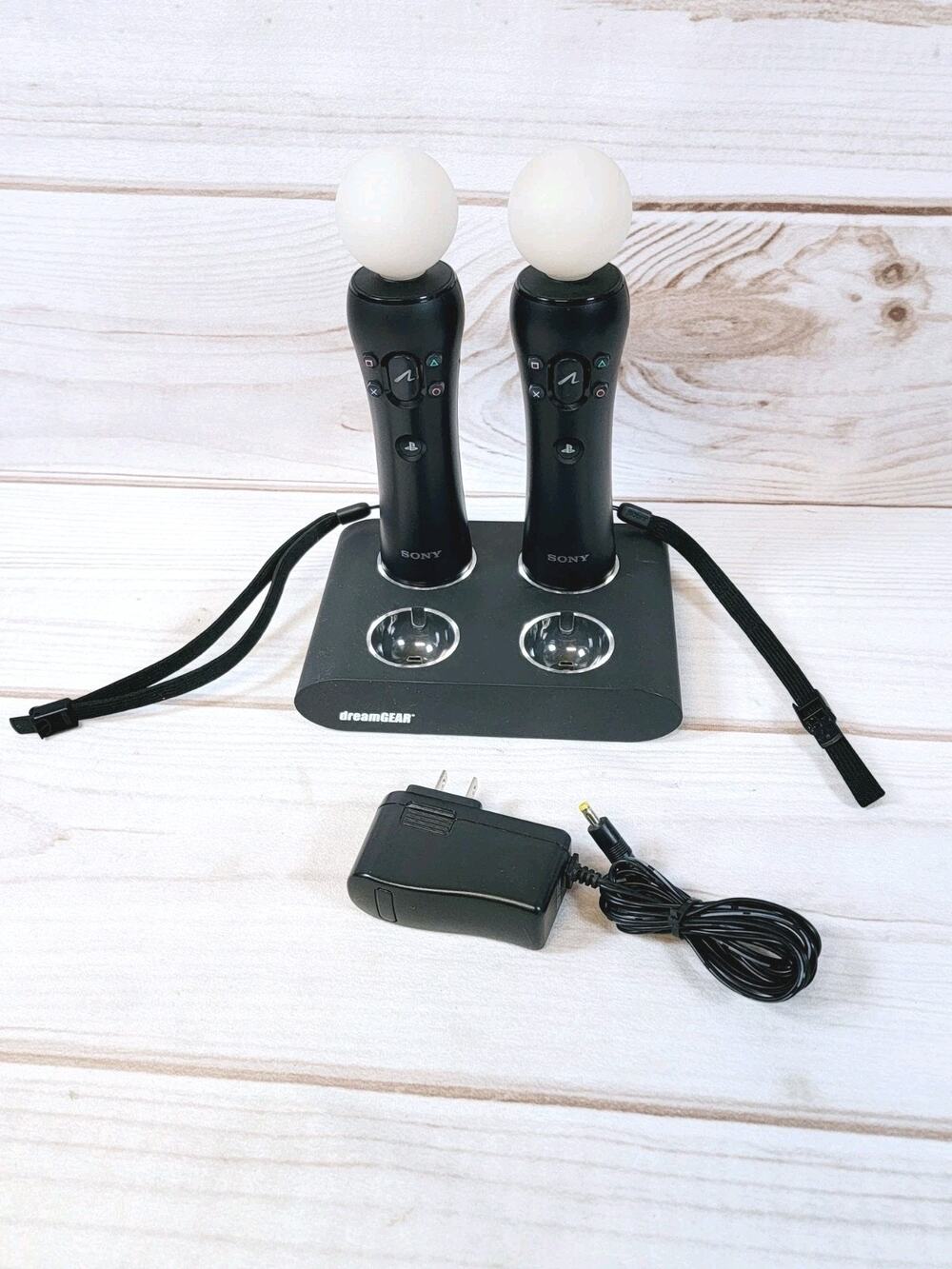 2 Sony PlayStation 3 PS3 Move Motion Controllers Black w/DreamGear Charger